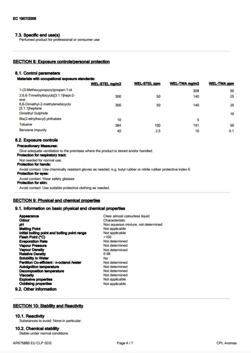 برگه MSDS یکی از کارای کمپانی CPL انگلستان .