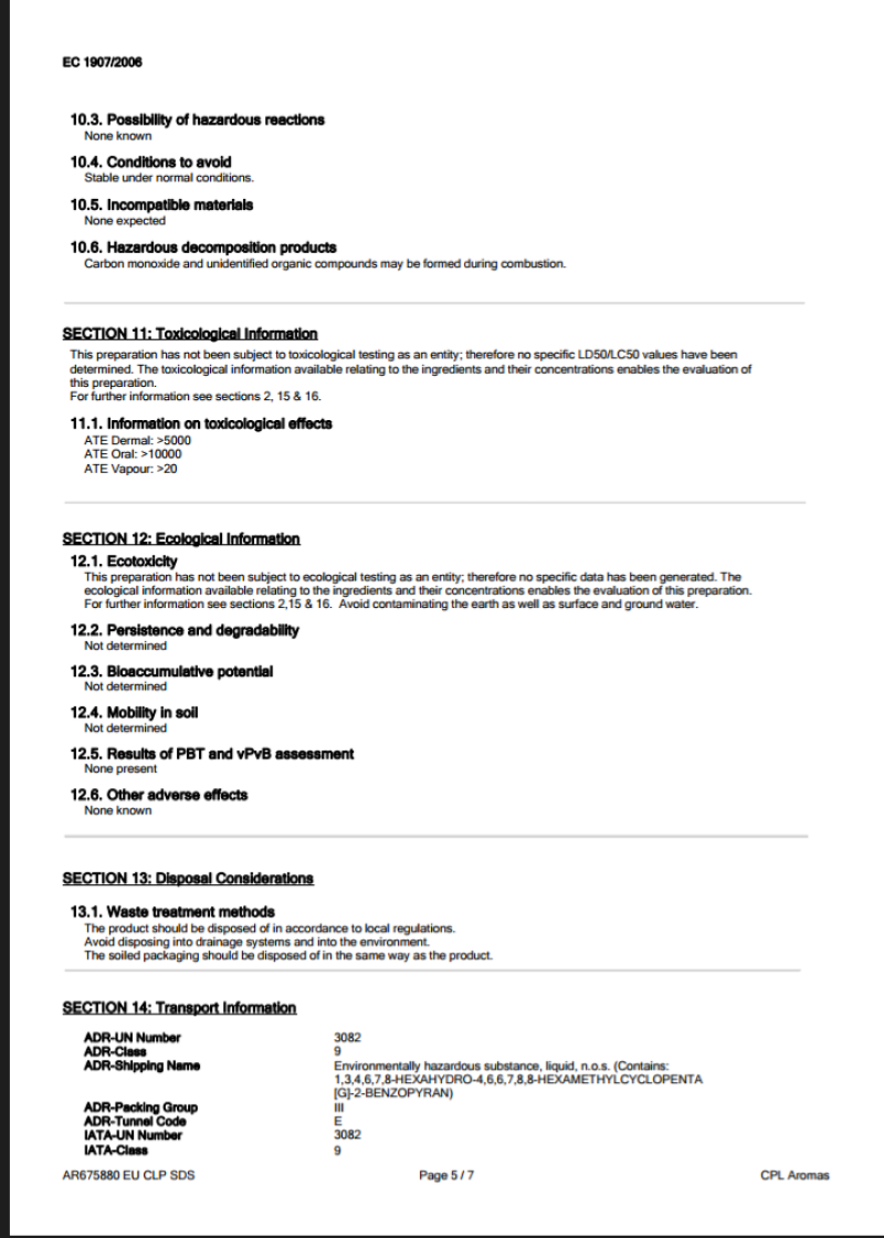 برگه MSDS یکی از کارای کمپانی CPL انگلستان .